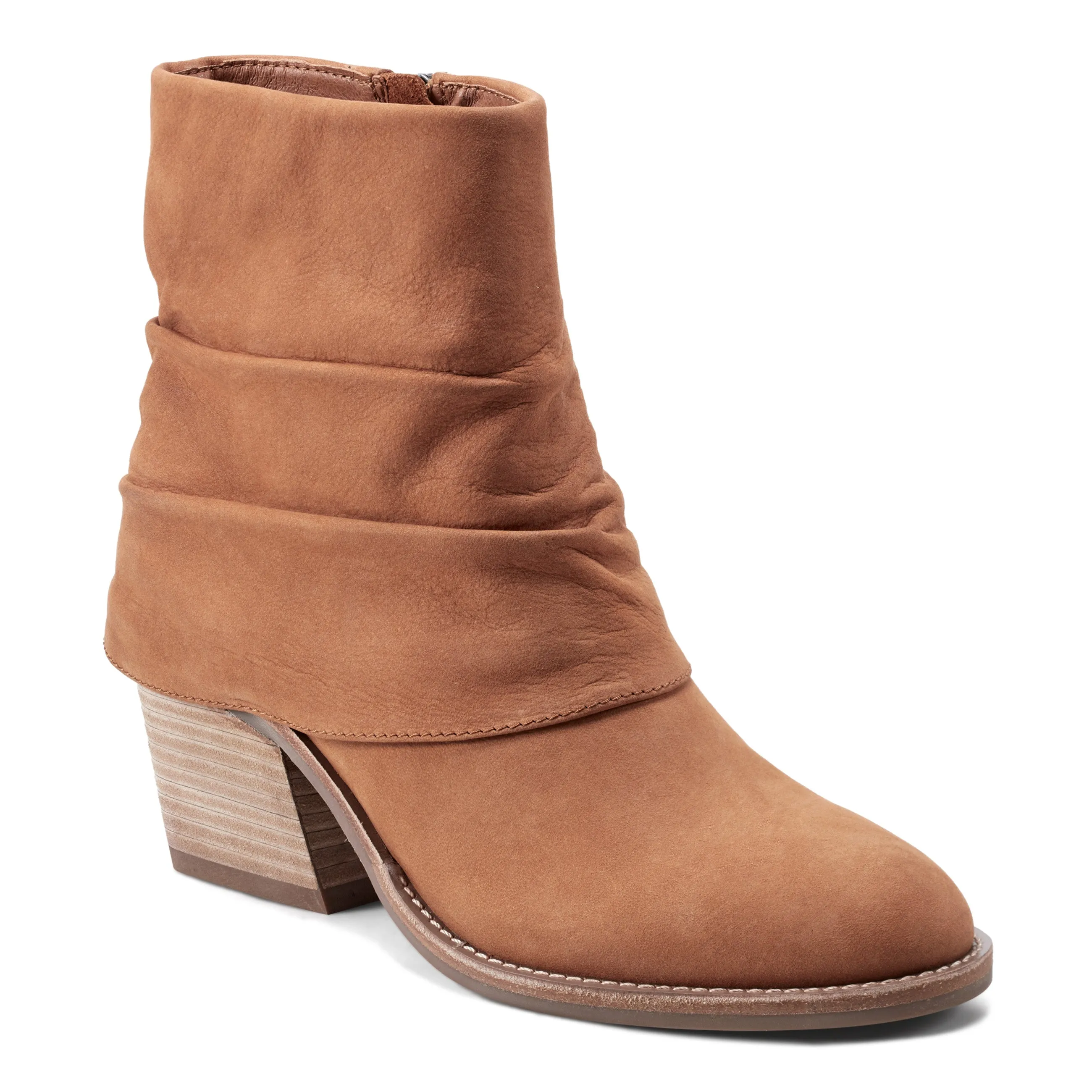 Savvy Block Heel Ruched Casual Booties