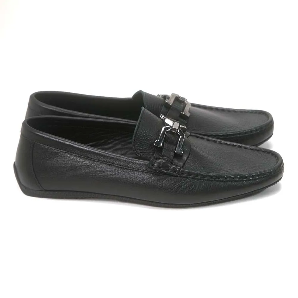 Sigotto Uomo Black Leather Slip-on Loafer