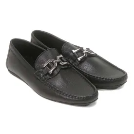 Sigotto Uomo Black Leather Slip-on Loafer