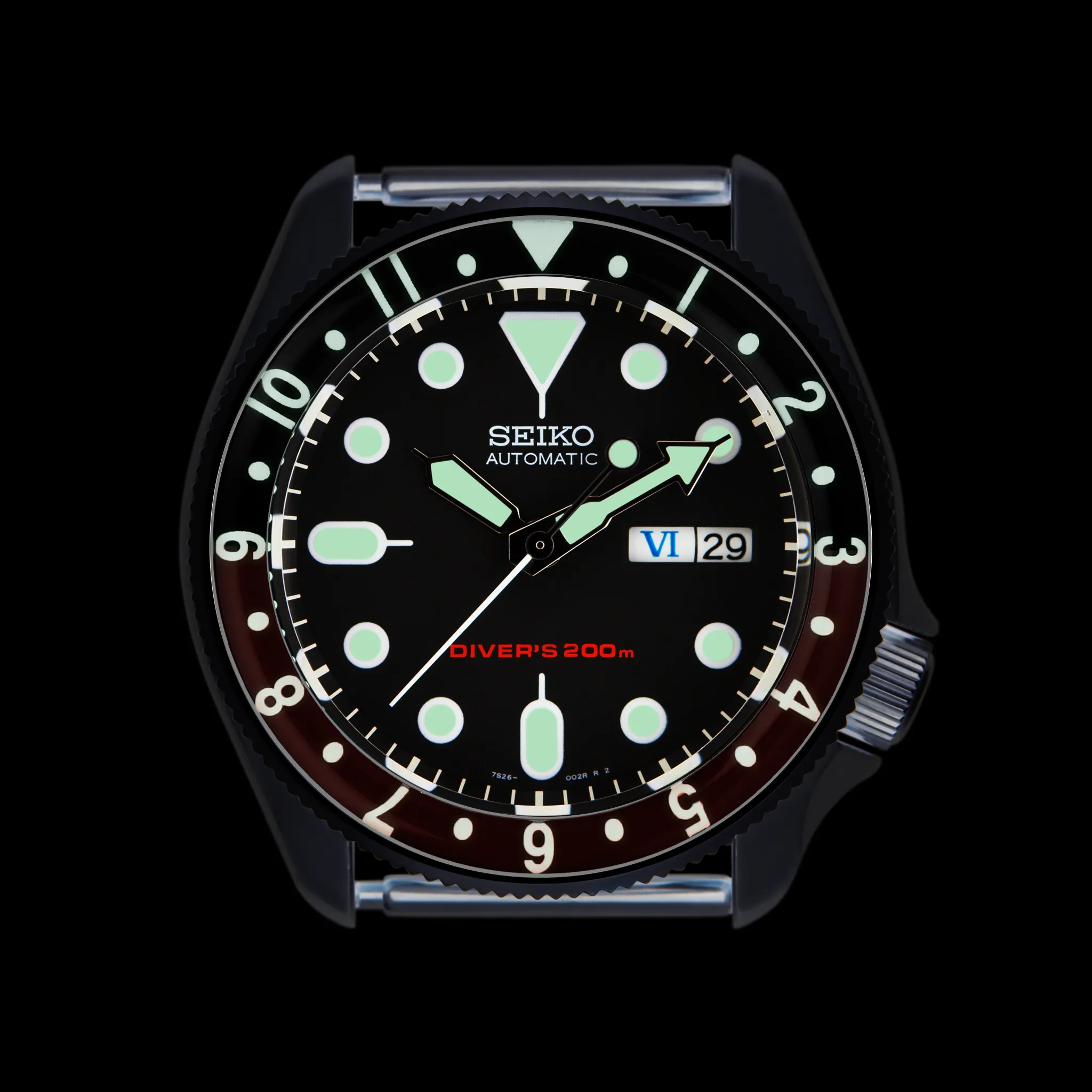 SKX007/SRPD Lumed Glass Bezel Insert: Vintage Dual Time Style Coke