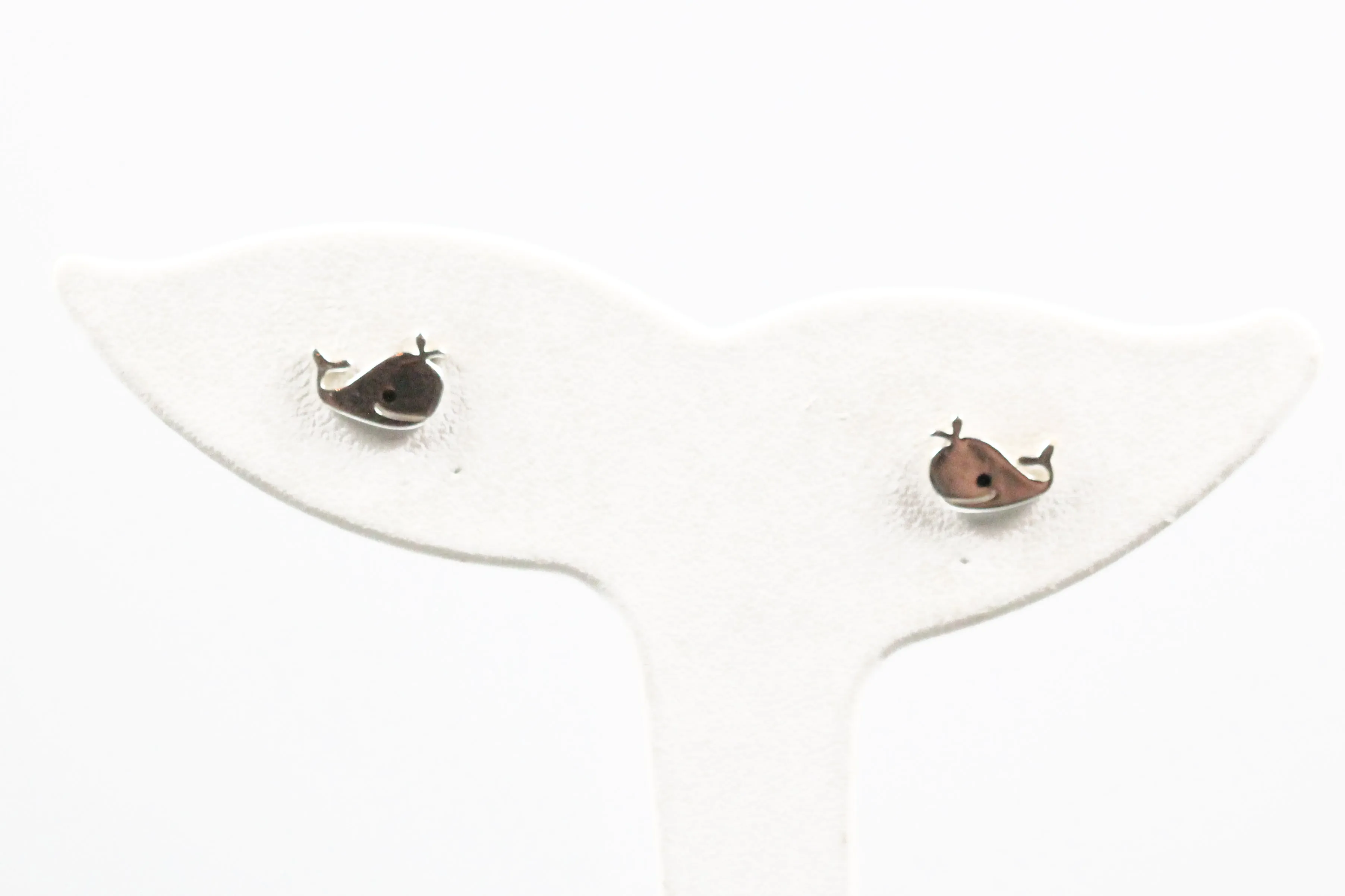 Sterling Silver Whale Stud Earrings