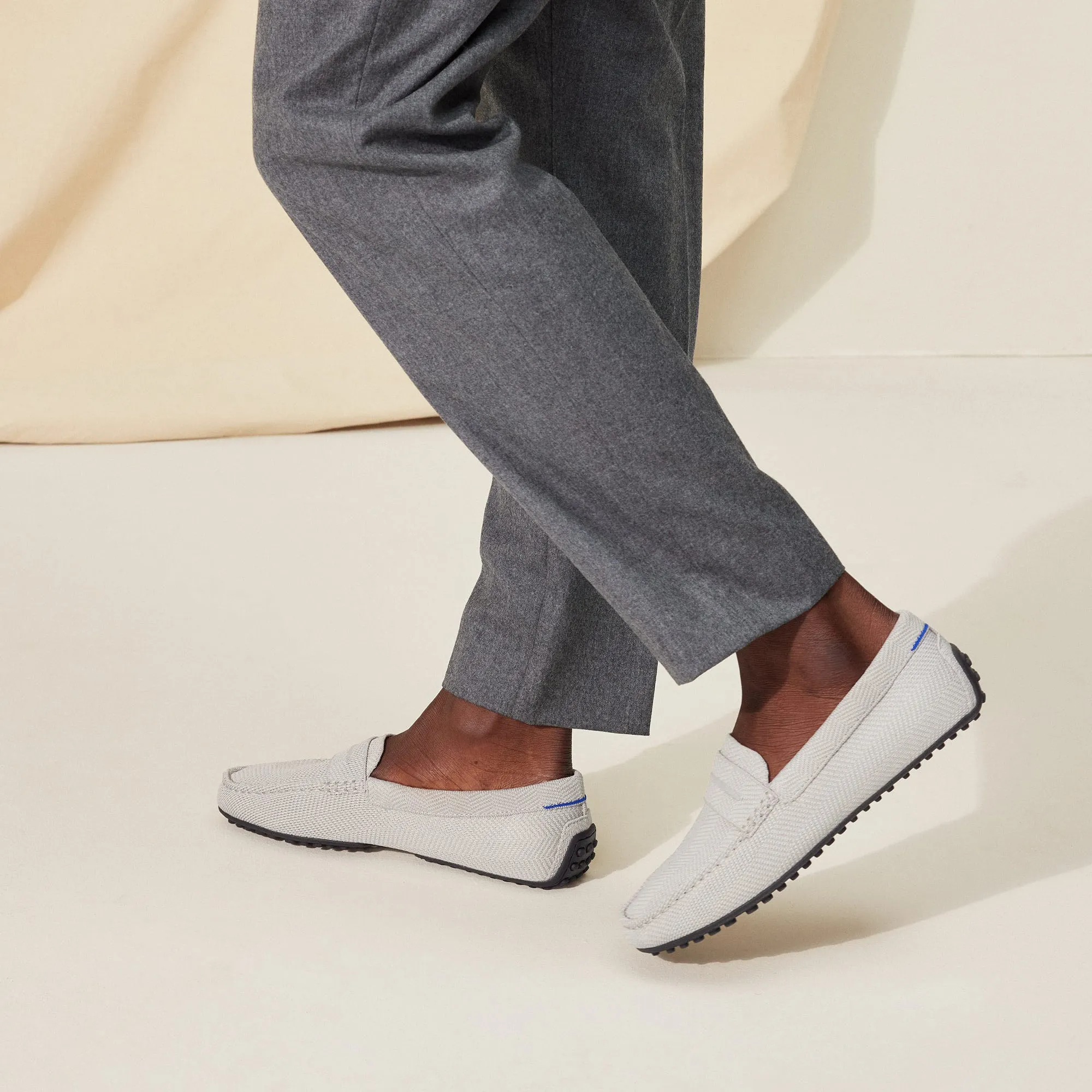 The Driving Loafer - Light Grey Herringbone