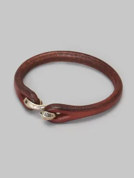 The Flat Head Leather & Silver Single Bracelet Brown