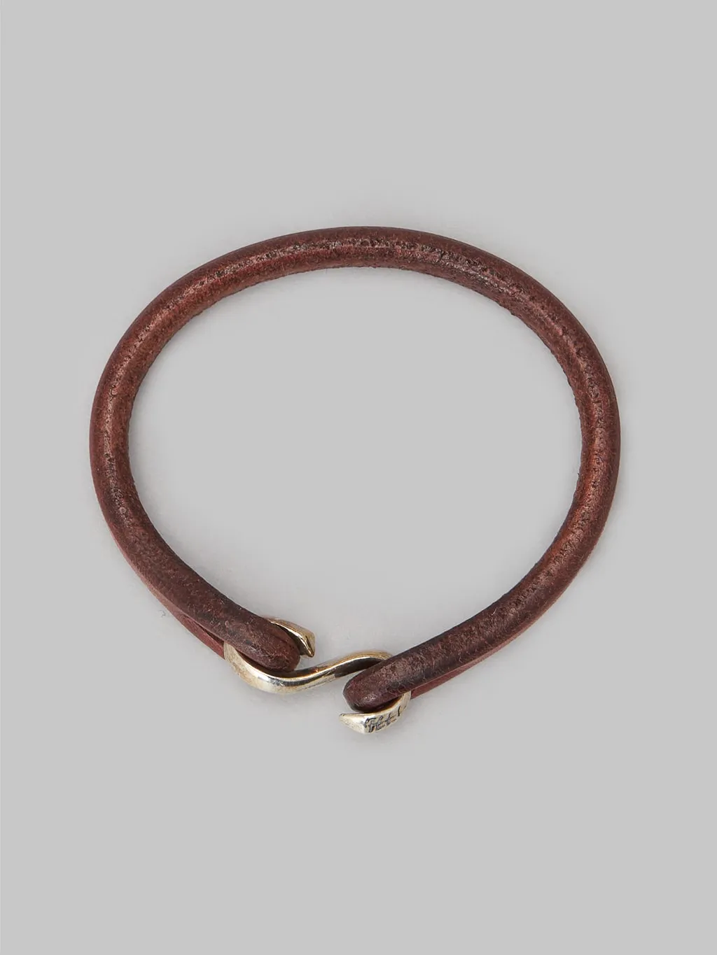 The Flat Head Leather & Silver Single Bracelet Brown