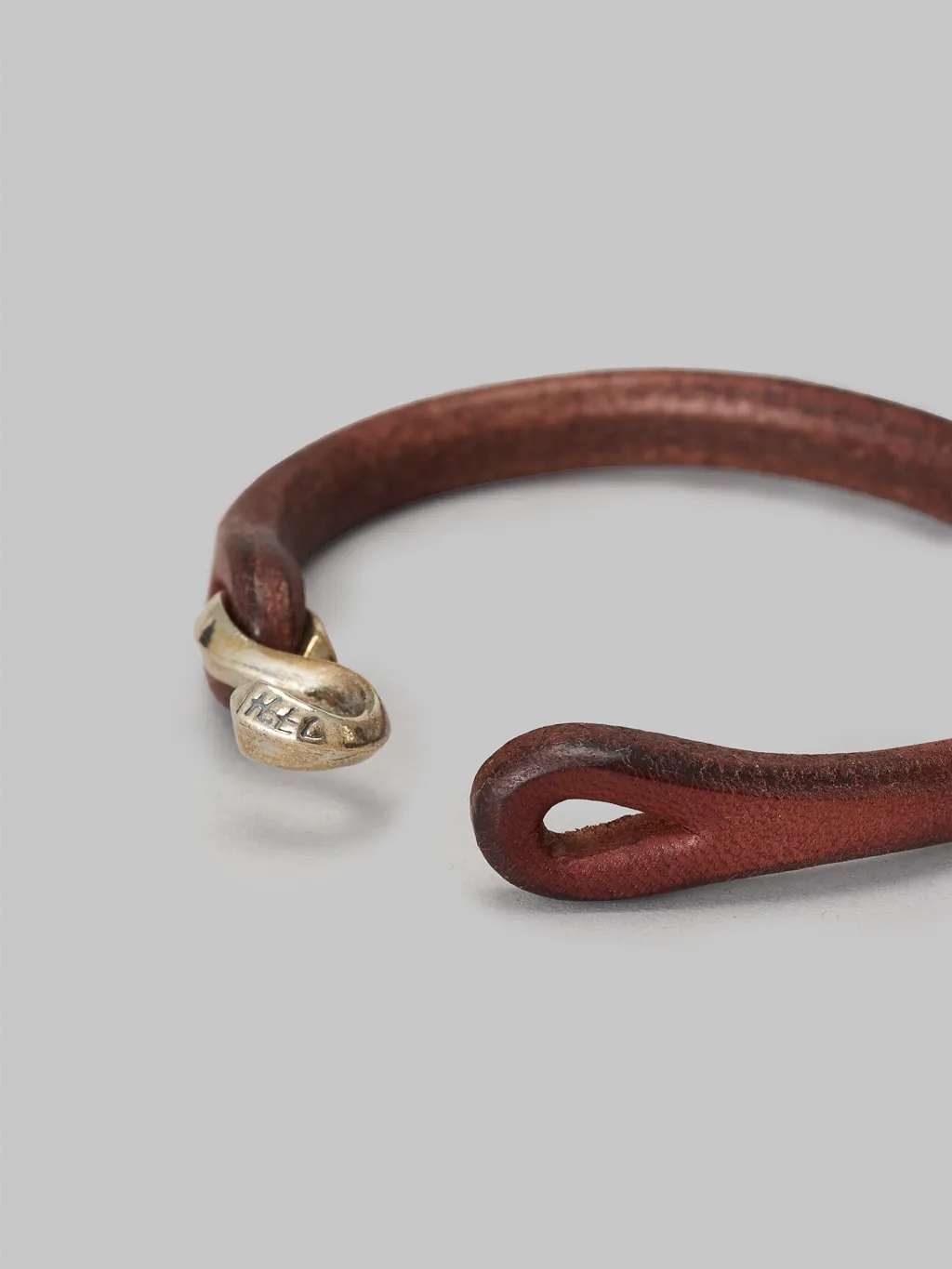 The Flat Head Leather & Silver Single Bracelet Brown