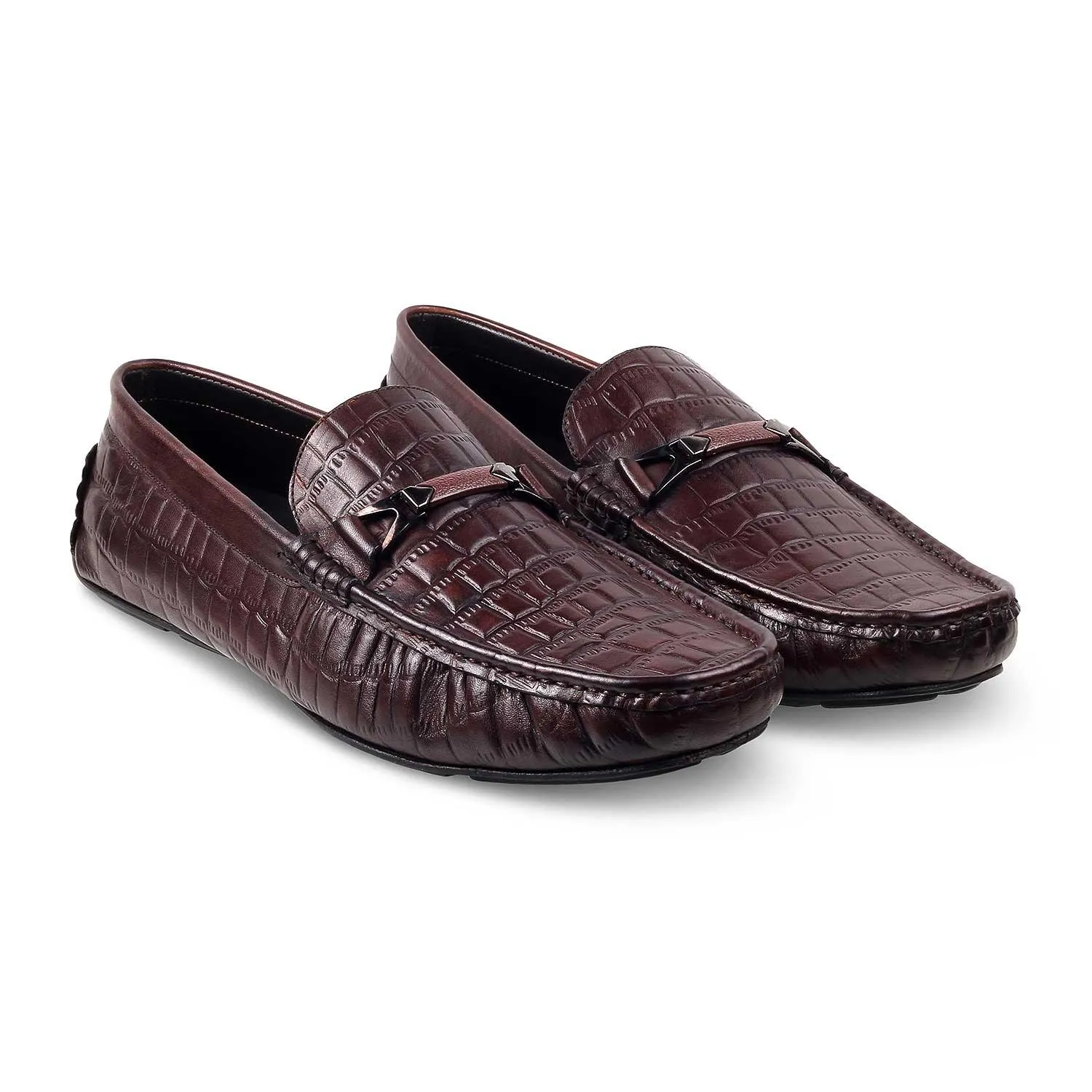 The Hummer Brown Men's Leather Driving Loafers Tresmode