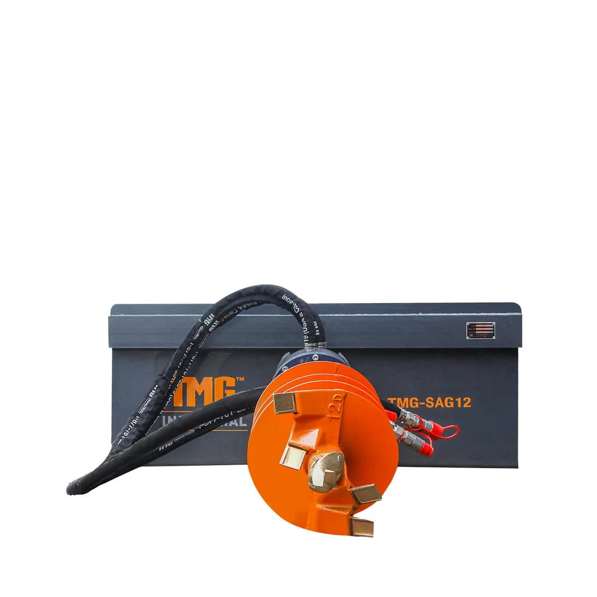 TMG Industrial Skid Steer Post Hole Auger Drive Attachment, 12” Diameter Auger, 48” Drilling Depth, Standard Flow, TMG-SAG12