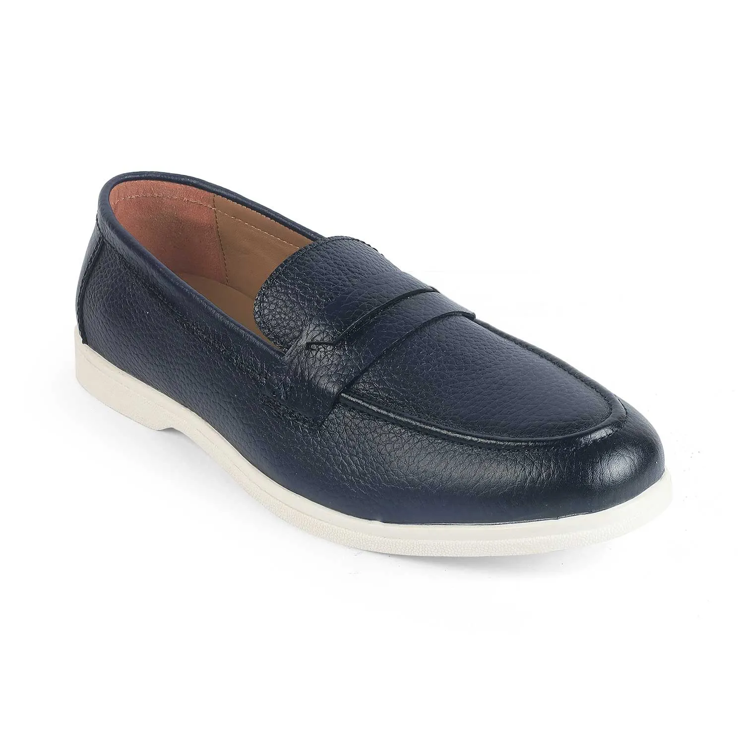 Tresmode Federer Blue Men's Penny Leather Driving Loafers