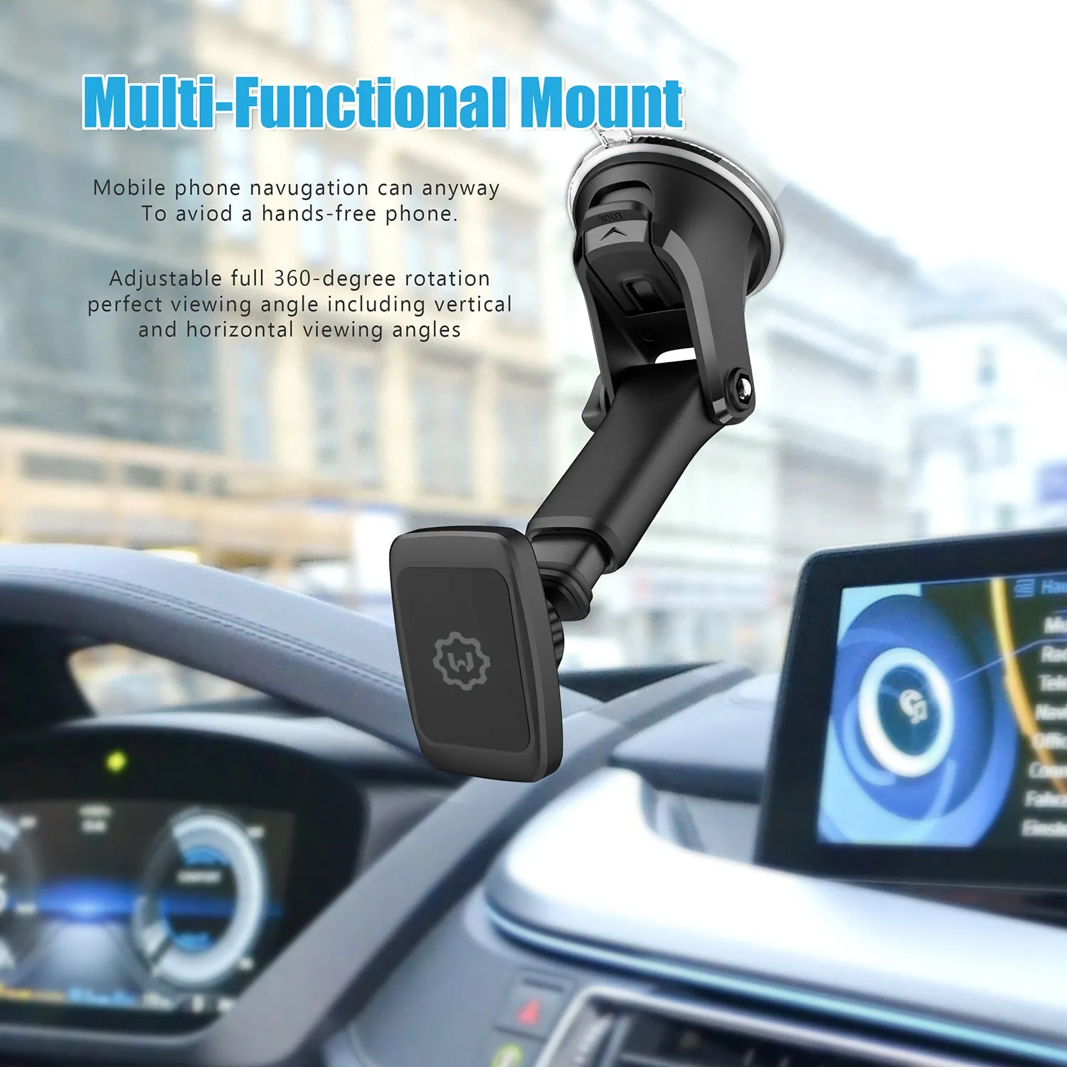 WixGear Universal Magnetic Car Mount Holder, Windshield Mount and Dashboard Mount Holder for Cell Phones and Tablets