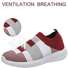 Women 2020 Knitted Striped Flat Sneakers